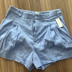 Maeve Light Blue Pleated Tailored Shorts